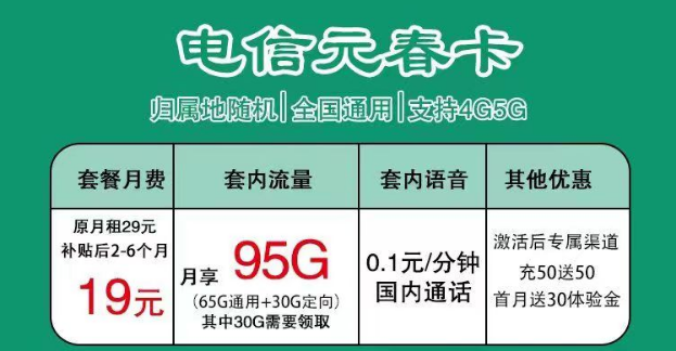 電信19元純流量卡套餐推薦 元春卡、錦鯉卡19元大流量不限速全國通用