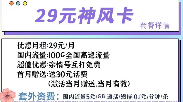 近段時間比較突出的流量卡套餐|電信神風(fēng)卡、星云卡、神云卡|首月免費+免費通話
