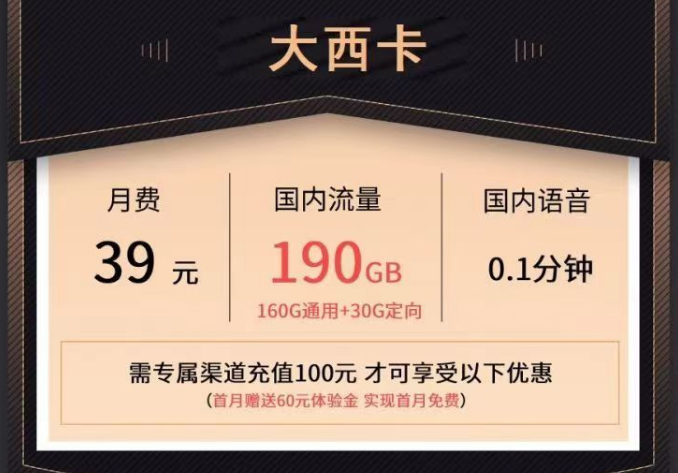 電信大流量套餐有沒有實惠的？電信大西卡39元190G+19元110G流量卡|首月0元用