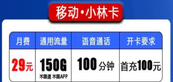 移動流量卡會有都是純通用流量的嗎？移動小林卡、森林卡|150G、200G純通用流量|+100分鐘免費通話
