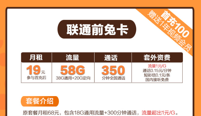 前兔如意卡！29元100G流量卡推薦|聯(lián)通前兔卡、聯(lián)通如意卡|免費申請包郵！