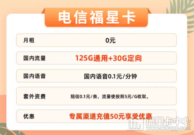 新推好卡！優(yōu)惠多多"電信福星卡"充值50元半年0元享！0元領(lǐng)??！